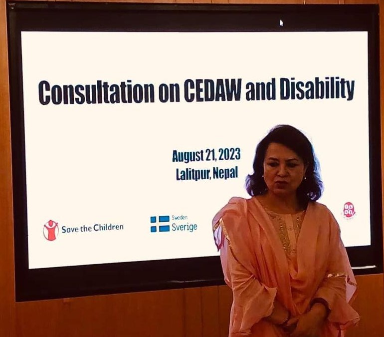 Bandana Rana, A member of CEDAW committee under UN, delivering information about CEDAW